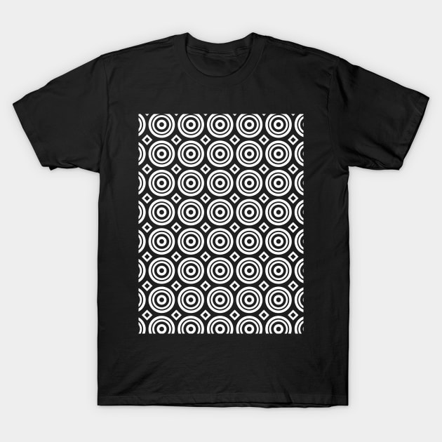 Circles and Diamonds Geometric Pattern T-Shirt by zarya_kiqo